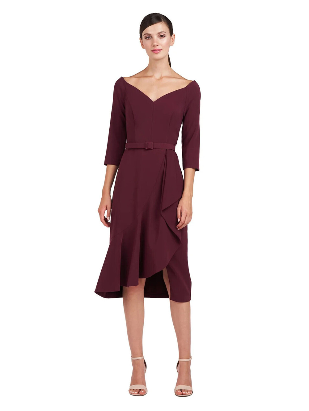 New, Kay Unger Izzy Midi Dress in Molasses Sz 6 #MD2450